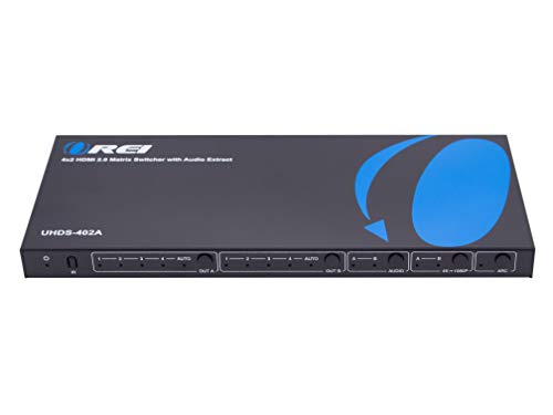 4K HDMI Matrix Switch 4 X 2 by Orei Switcher 18G UltraHD with Arc Supports Upto 4K @ 60Hz & 1080P IR Audio Extractor Arc EDID HDCP 2.- Remote Control - Full Matrix Selection