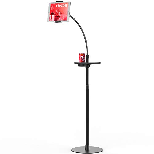 Viozon Gooseneck Tablet Floor Stand with a Portable Tray for 7~10 Inch Tablets and 3.5~6inch Smart Phones, Such as Tablet PCs, iPhone X,iPad, iPad Mini, iPad Air,New iPad Pro(9.7inch), Galaxy, Nexus