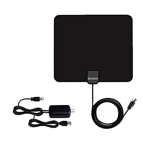 TV Antenna, [2019 Newest] Indoor Digital HDTV Amplified Antennas Freeview 4K 1080P HD VHF UHF for Local Channels 50-80 Miles Range with Amplifier Signal Amplifier Support All TV's-16.4ft/5M Coax Cable - Thumbnail 7