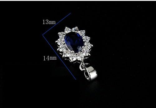 Crystalline Azuria Women 18ct White Gold Plated Ellipse Blue Simulated Sapphire Zirconia Crystals Set Pendant Necklace 17.7 inches Earrings - Image 5