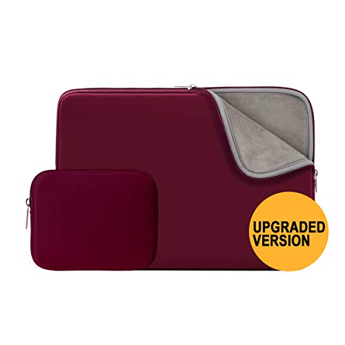 RAINYEAR 15.6 Inch Laptop Sleeve Case Soft Fluffy Lining Zipper Cover Padded Carrying Bag with Accessories Pouch,Compatible with 15.6" Notebook Computer Ultrabook Chromebook(Red,Upgraded Version)