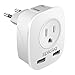 European Travel Plug Adapter - EPICKA International Wall Charger Power Plug Adapter with 2.4A Dual USB Charging Ports, 4 in 1 AC Socket for USA to Germany Spain Most of Europe - Type C (Grey + White)