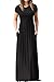 Hervive Women's Short Sleeves Long Maxi Dress with Pockets Empire Waist Swing Causal Dress Black Medium