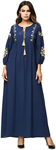 Leisuraly Printed Dress, Women’S Printed Muslim Long Sleeved Dress, Shirt Dress for Party, Muslim Worship