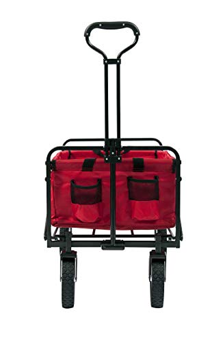 Mac Sports Collapsible Folding Outdoor Utility Wagon, Red (Renewed)