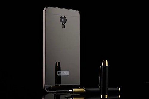 Meizu M2 Note Case Cover, Moonmini® For Meizu M2 Note Ultra Thin Aluminum Metal Frame Bumper Case with Mirror Effect Hard Back Cover Protector (Black)