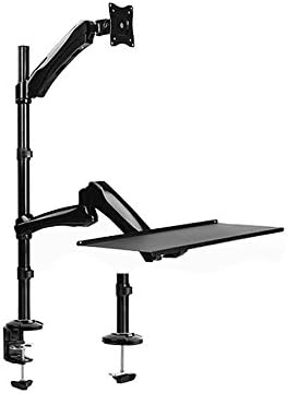 Maclean MC-681 Single Monitor Sit-Stand Workstation Screen Keyboard Arm Bracket, Black, Compact - Image 4