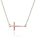 WDSHOW Sideways Cross Necklace,Rose Gold or Silver,16.5-18.5 inch