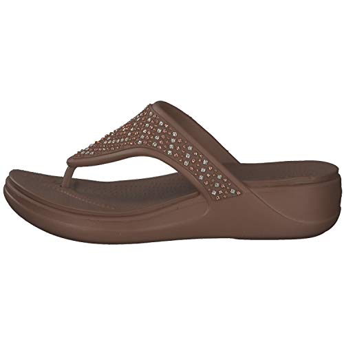 Crocs Monterey Embellished Wedge Flip Flops Sandals for Women, Bronze