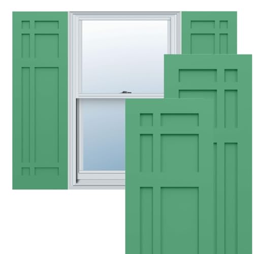 18"W x 42"H True Fit PVC San Juan Capistrano Mission Style Fixed Mount Shutters…