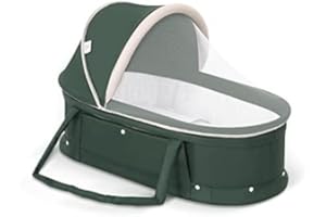 Holy Cat Travel Bassinet Portable Bassinet-Folding Baby Bassinet iin Bed Mini Travel Crib Infant Travel Bed with Mosquito Net and Canopy Lightweight Washable Foldable-Green