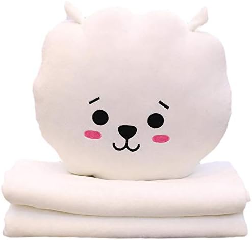 Stageya BTS Bangtan Boys 3 in 1 Warm Handkerchief Doll Warm Hand Pillow Jin TATA Pillow Blanket (RJ, Warm Handkerchief + Blanket)