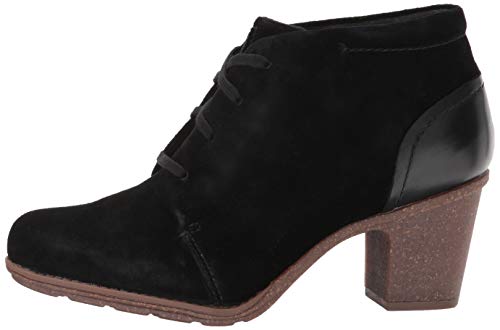 CLARK'S Women's Sashlin Sue Fashion Boot, Black Suede/Leather Combo, 100 W US