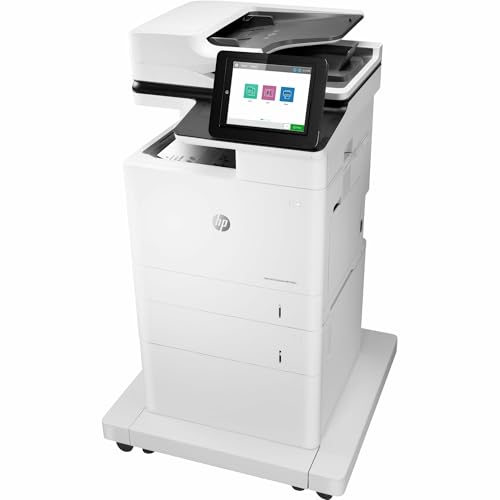 HP LaserJet Enterprise MFP M635fht Monochrome All-in-One Printer with built-in Ethernet, 2-sided printing, extra paper tray & wheeled stand (7PS98A),White