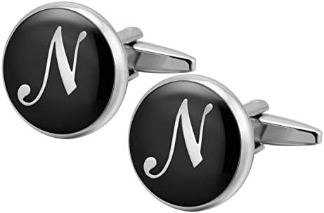 GGemony Cufflinks for Men Classic Engraved Initial Cufflinks Alphabet Letter Cufflinks Formal Wedding Business Gift Box A-Z