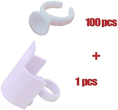 100PCS Small-sized Glue Ring Adhesive Holder+1 Set Eyelashes U Shape Sub-root Ring Strip Holder with Glue Pallet For Professional Eyelash Extension Use