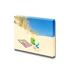 Canvas Prints Wall Art - Picnic and Toys in The Dunes at The Coast | Modern Wall Decor/Home Decoration Stretched Gallery Canvas Wrap Giclee Print & Ready to Hang - 12" x 18"