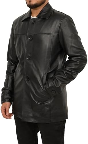 TLC Fashion Leather Trench Coat Men 3/4 Length Premium Lambskin