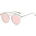 SojoS Classic Mens Womens Double Metal Bridge Round Sunglasses SJ2024 With Gold Frame/Pink Lens