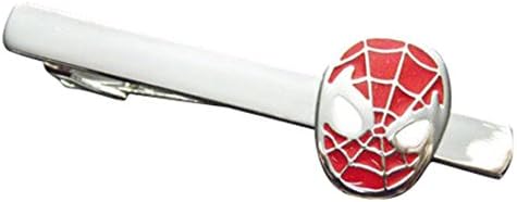 Welen Men's Tie Bar Clip Clasp Personalized Engraving Suit Shirt Wedding Gift (Red Spiderman)