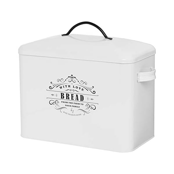 Extra Large White Farmhouse Bread Box for Kitchen Countertop Holds 2+ Loaves for All Your