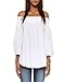 ZANZEA Womens Off Shoulder Summer Blouse Tunic Tops 3/4 Long Sleeve Tie Knot Ladies T-Shirts 01-White XX-Large