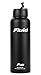 Fluid Insulated Stainless Steel Water Bottle Sports (Obsidian) - 40 Oz, Wide Mouth, BPA Free, Stainless Lid, Flip-top Lid, and Straw Lid Included