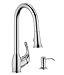 Derengge Stainless Steel Kitchen Faucet Single Handle Pull-Down Kitchen Sink Faucet with Soap Dispenser,Faucet for Farmhouse, Camper, Laundry, Rv, Bar,2 Hole Installation,KF-058S-SS