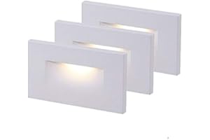 3X Eboka 120V LED Indoor Outdoor Step Light, 3W 100lm, cETLus, 3000K Warm White,Stair Light,White Finish (ST003, WH)