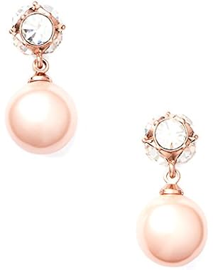 Bow Pearl Drop Earrings, Cream/Gold