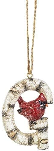 Ornaments - Cardinal Initial Christmas Tree Ornament Letter with Cardinal Birds on Birch Christmas Tree Decorations-Keepsake for Family (Letter G)