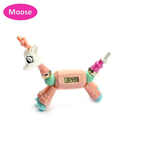 Magic Animal Twisty Bracelet Beads Cute Pets Transformable Collectible Bracelet Children's Pre-Kindergarten Magical Animal Twist Bracelet DIY Toys Set, Birthday for Kids,Girls (Moose)
