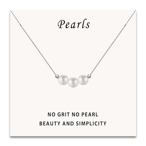 Sereney Sterling Silver Choker Necklace for Women,Dainty Blue Green Crystals Gemstones Pearl Necklace Jewelry,June August September Birthstone Necklace for Adults