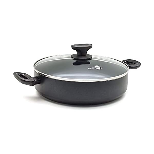 GreenPan-Skillet-Pan-with-Lid-Non-Stick-Toxin-Free-Ceramic-Skillet-Pan-Induction-Oven-Safe-Cookware-28-cm42-Litre-Black GreenPan Torino Healthy Ceramic Non-Stick 28 cm/4.2 Litre Sauté Pan, PFAS Free, Induction, Black