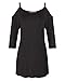 STYLEWORD Women's Three-Quarter Sleeves Off Shoulder Casual Shirt Tops(Black-099,M)
