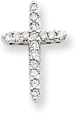 14k White Gold Diamond Cross Pendant Diamond quality AA (I1 clarity, G-I color)