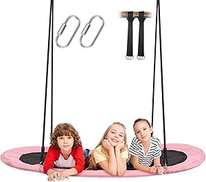 Photo 1 of **MISSING HARDWARE/DAMAGED SAUCER-FRAYED ON END-SEE PICS**Lunafun 69" Giant Oval Tree Swing for Kids 700LBS Flying Platform Saucer Tree Swing Sets for Backyard Indoor with 2 Hanging Straps Pink