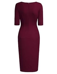 AISIZE Wowen Vestido de cóctel de media manga con corte plisado lateral dividido