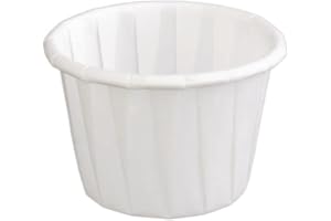 Genpak 250 Piece F100 Capacity Pleated Paper Portion Cup, 1" H, 1 oz., White