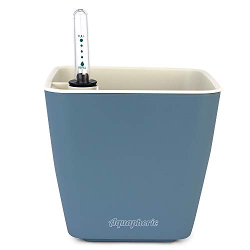 Aquaphoric Self Watering Planter (5") + Fiber Soil = Foolproof Indoor Home Garden. Decorative Planter Pot for All Plants, Flowers, Herbs, African Violets, Succulents. Easy Looks Great. (Slate Matte)