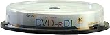 XtremPro DVD+R DL 8X 8.5GB 240min Recordable & White Inkjet Printable Double Layer DVD 10 Pack Blank Discs in Spindle - 11125
