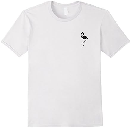 Mens Cute Simple and minimal Pocket Flamingo Lovers Shirt 2XL White