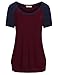 Nomorer Women's Scoop Neck Short Sleeve Raglan Shirt Casual Blouses Plus Top
