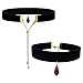 Gothic Black Velvet Choker with Amethyst Teardrop Crystal Pendant – Fashionable Stretchy Choke Necklace With Adjustable Click & Slide Closure – Accessory Christmas Gifts For Girls, Teens & Adult Women