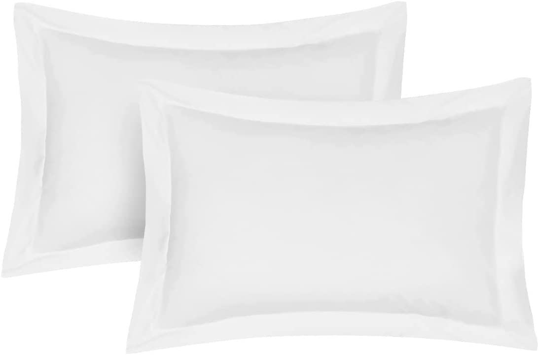 Pillow Shams 2 Pack Oxford Pillowcases, 100% Cotton Ultra Soft Premium Quality Bedroom Pillow Case Cover - Decorative Standard Pillow Covers - (White)