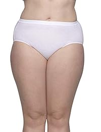 Fruit of the Loom Plus Size Fit for Me - Bragas de algodón para mujer (6 unidades), color blanco