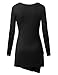 TWINTH Womens Long Sleeve V-Neck Asymmetry Cut Out Hem Tunic