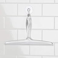 iDesign Plastic Bathroom Squeegee for Shower, Glass Doors, Floors, Mirrors, with Suction Hook Holder, 12-Inch, Clear