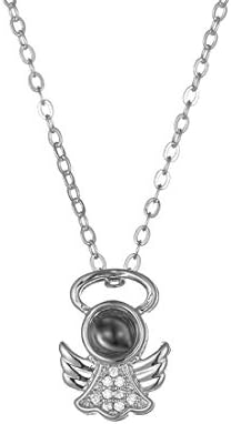 Love Meomory Necklace I Love You in 100 Languages Inside Pendant Valentines Gift for Women Girls Simple Beauty Chain for Daily Wear