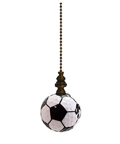 Soccer Ball Lamp Fan Pull, 2.25"h with 12" Antiqued Brass Chain